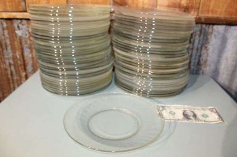 Very large lot of clear glass appetizer plates Texas Online Auction House