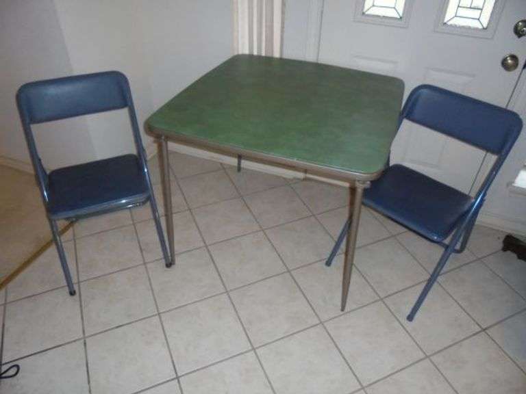 Fold Up Card Table and 2 Chairs. Texas Online Auction House