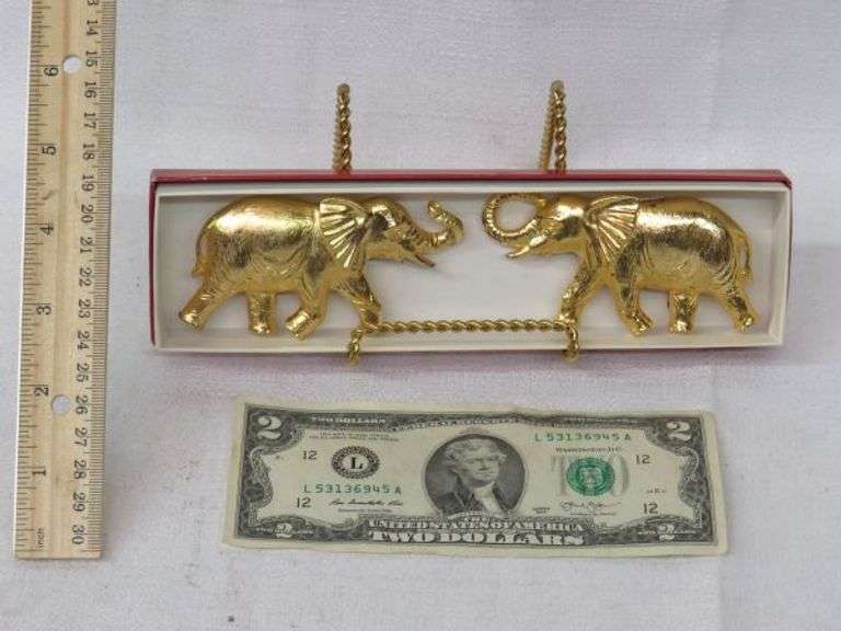 Pair of GoldTone Elephant Shoe Clips as shown Texas Online Auction House