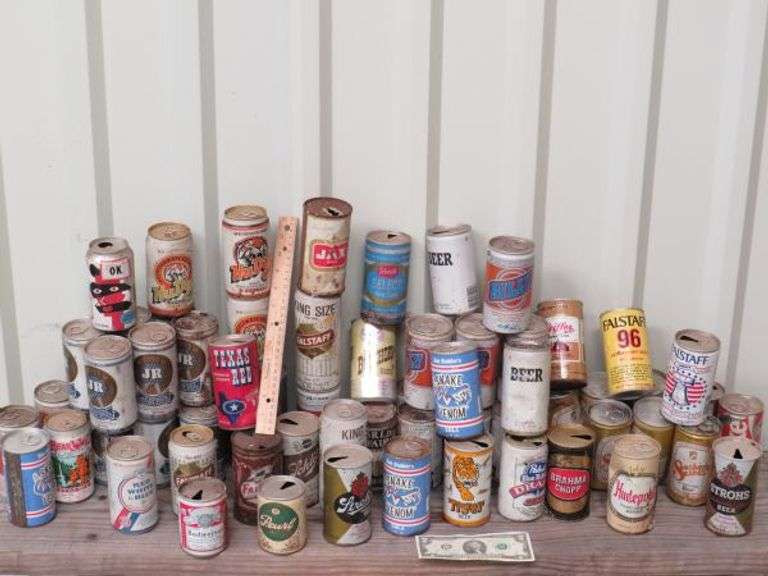 Large Collection of Vintage Beer Cans as shown, some unopened Texas