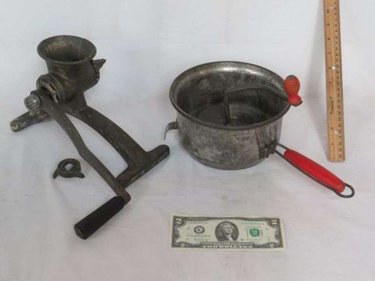 Vintage Columbia TableTop Meat Grinder and Vintage Foley Food Mill as