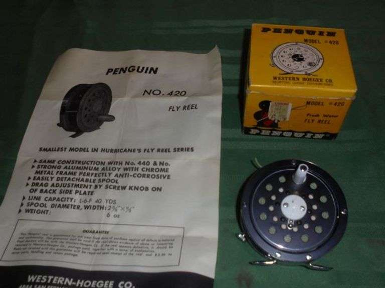 PENGUIN NO. 420 fly reel by WESTERN HOEGEE CO. in original package with