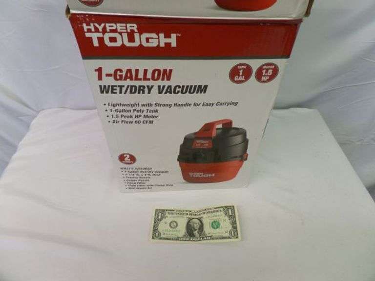 Hyper Tough 1 Gallon Wet/Dry Vac w/Attachments and Paperwork. Like New