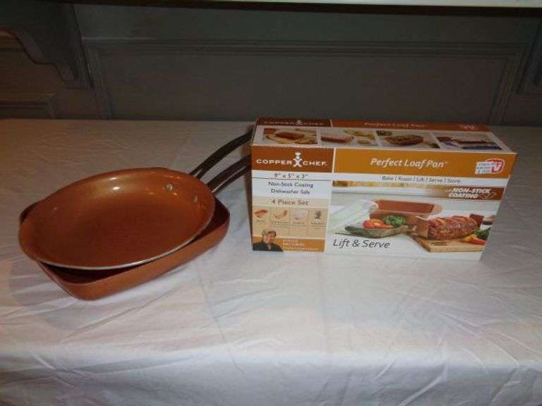 COPPER CHEF Loaf Pan NIB and 2 used copper pans. Texas Online Auction