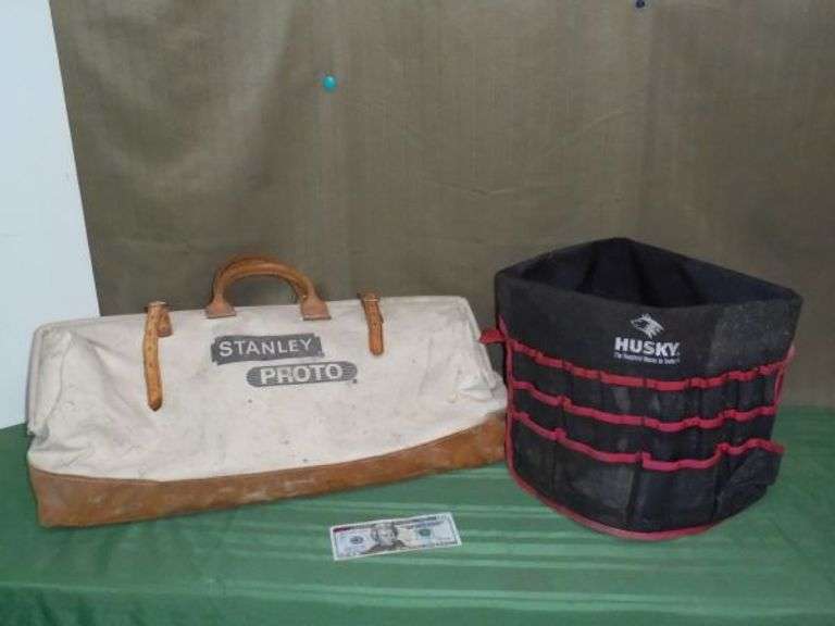 STANLEY PROTO canvas tool bag and a HUSKY Bucket Tool Bag. Texas Online Auction House