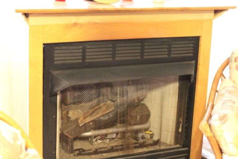 Large Propane Fireplace with Nice Wood Frame (D1) Texas Online