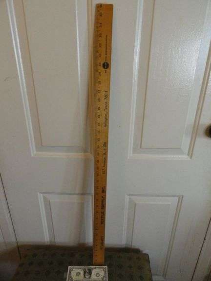 Vintage advertising yard stick, one side is Arlington TX the other side is Oklahoma City, OK, see additional photos. (LR)