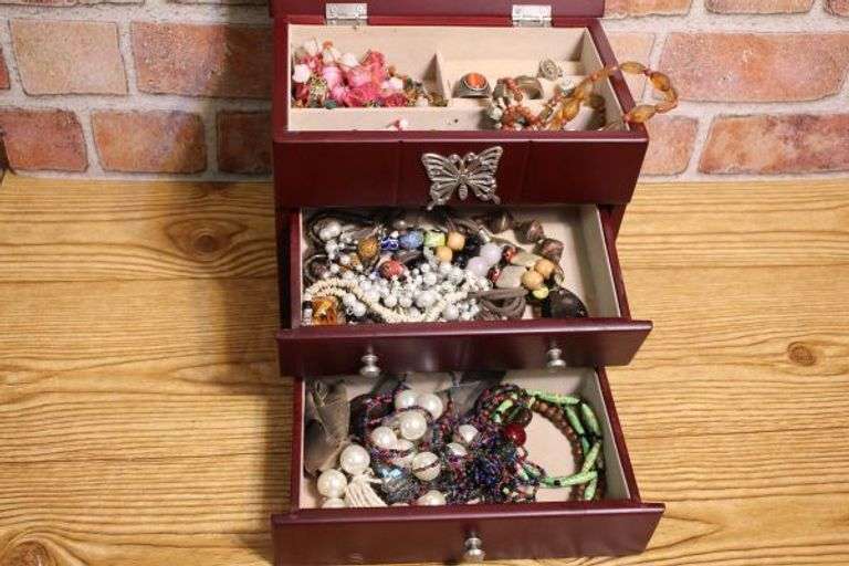 Nice Jewelry Box FULL OF JEWELRY See Addl Pics BS Texas Online