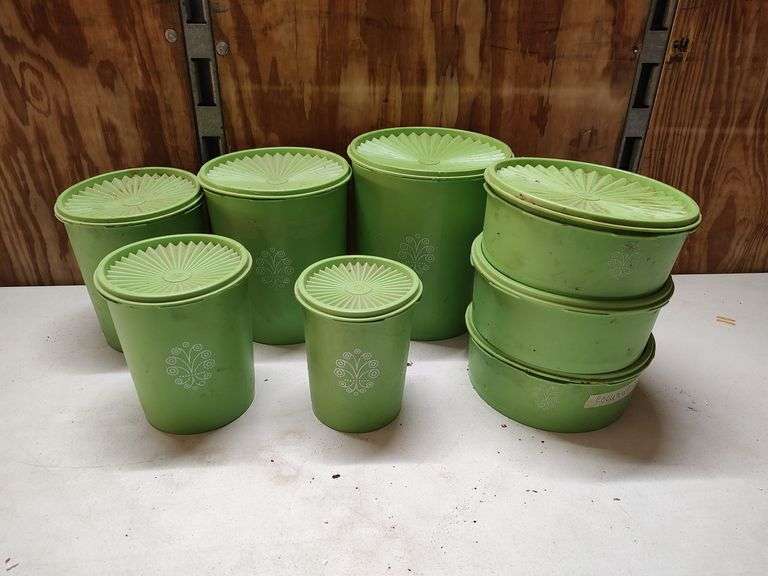 Green Tupperware Canister Set & 3 Round Containers United Edge Real
