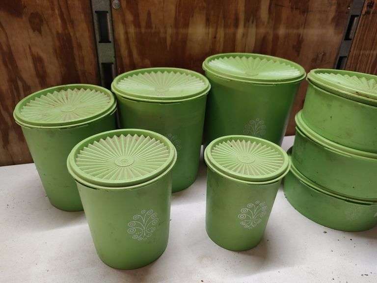 Green Tupperware Canister Set & 3 Round Containers United Edge Real