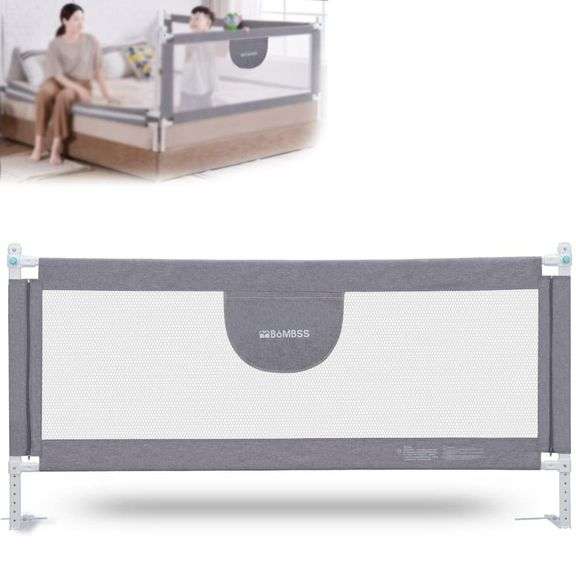 Letmudla Bed Rails for Toddlers Queen & King Mattress (Gray/White)