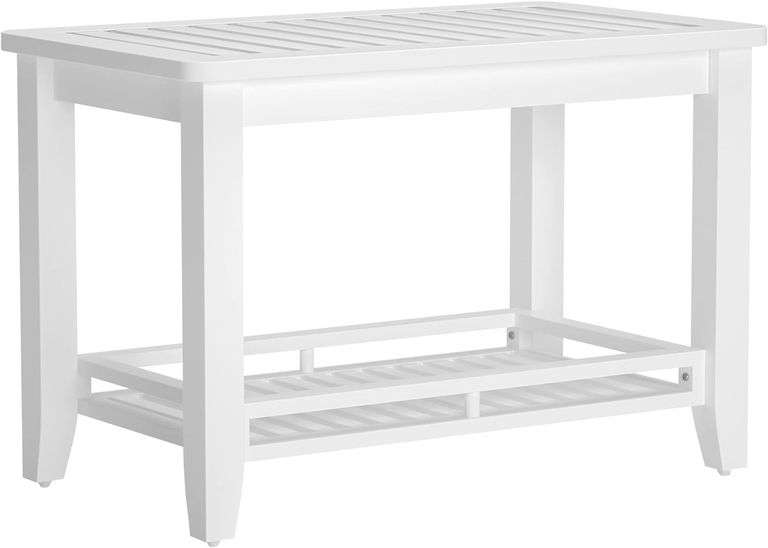 Zoopolyn Bamboo Shower Bench Stool, White