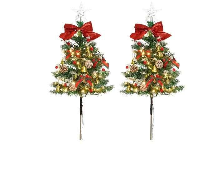 TAILERRI 2 Pack Solar Christmas Tree Pathway Lights Outdoor Decorations Waterproof