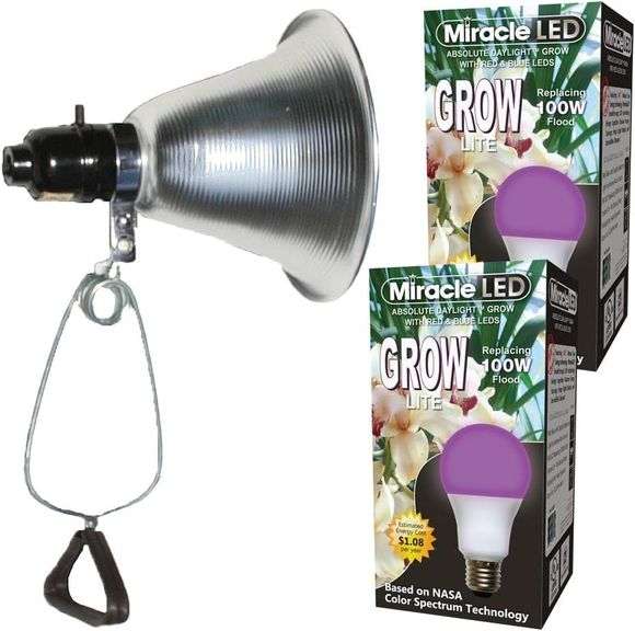 MiracleLED 604960 9W Absolute Daylight Red & Blue Grow Light 2-Pack with Clamp Lamp