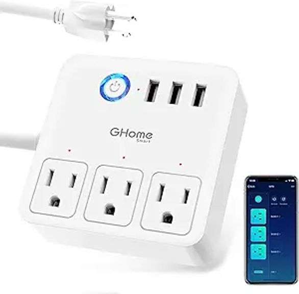 GHome Smart Power Strip, 3 USB Ports and 3 Individually Controlled Smart Outlets