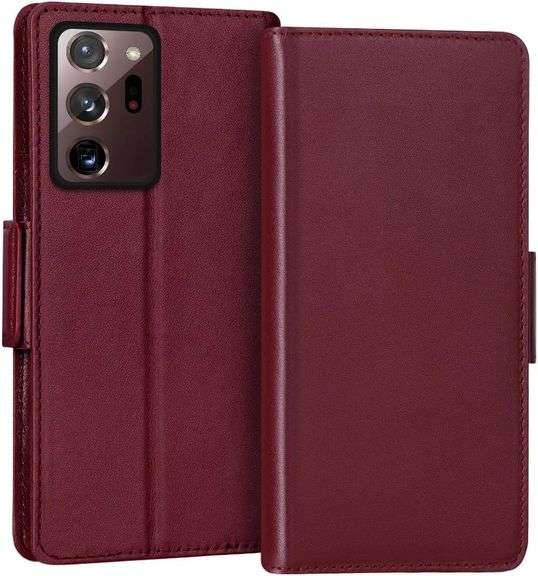 FYY Case for Samsung Galaxy Note 20 Ultra 6.9", Luxury [Cowhide Genuine Leather][RFID Blocking]Walle