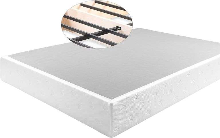 Panana 7 Inch Metal Box Spring Bed Base/Heavy Duty Steel with Fabric Cover/Mattress Foundation/Woode