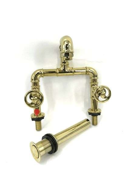Bathroom Faucet Polished Brass Pipe Style LF-BR10-PB