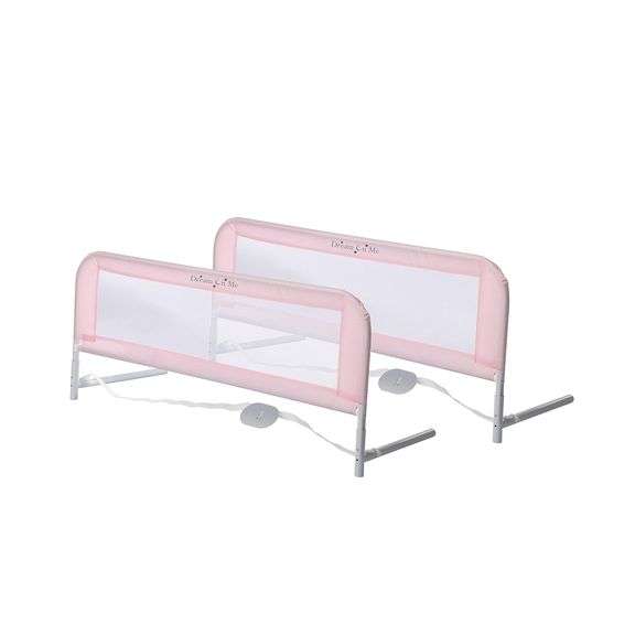 Adjustable Mesh Bed Rail in Pink, Two Height Levels, Breathable and Durable Fabric, Lightweight and 