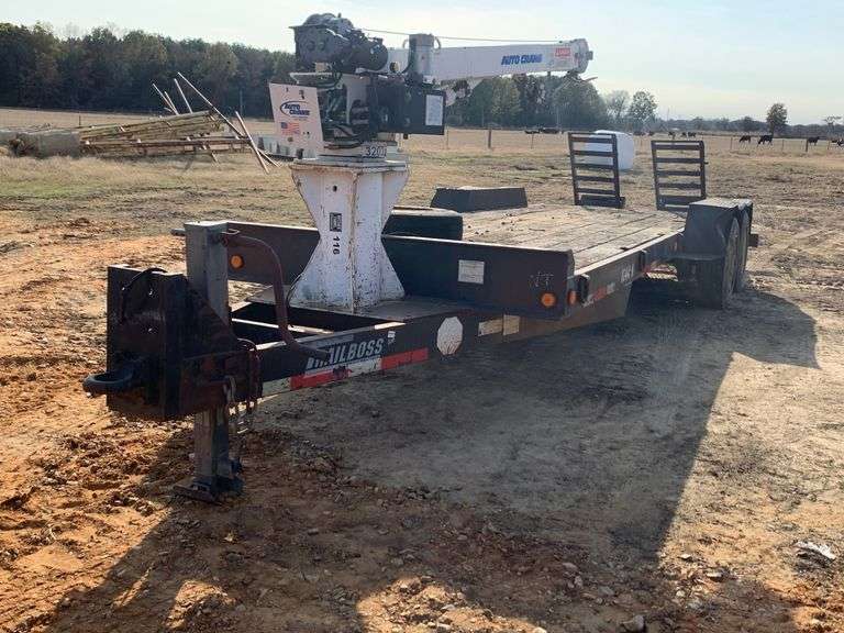 Trail Boss 21' T/A Equipment Trailer w/ Auto Crane 3203 Lift Witcher