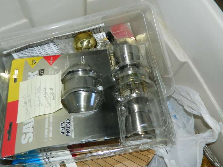 Box of Door Knobs, Locks Wolfe Auction & Realty, LLC