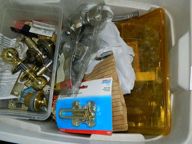 Box of Door Knobs, Locks Wolfe Auction & Realty, LLC