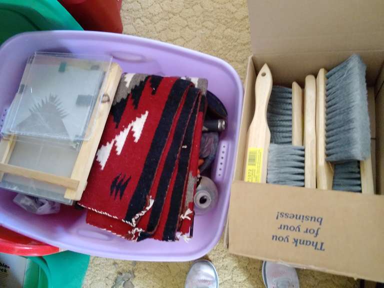 Blanket, Brushes, Flashlight, Doll, Gloves, assortment of tools Wolfe