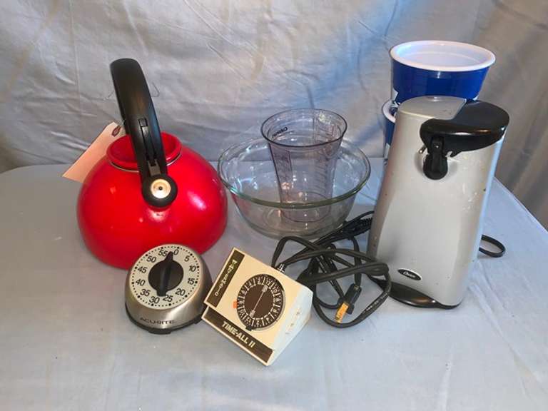 Tea Kettle, Electric Oster Can Opener and Kitchen Timers Wolfe