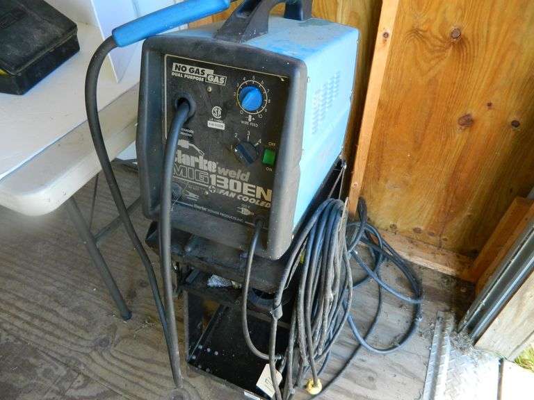 Clarke Mig Welder 130EN Electric with Stand & Contents Wolfe Auction