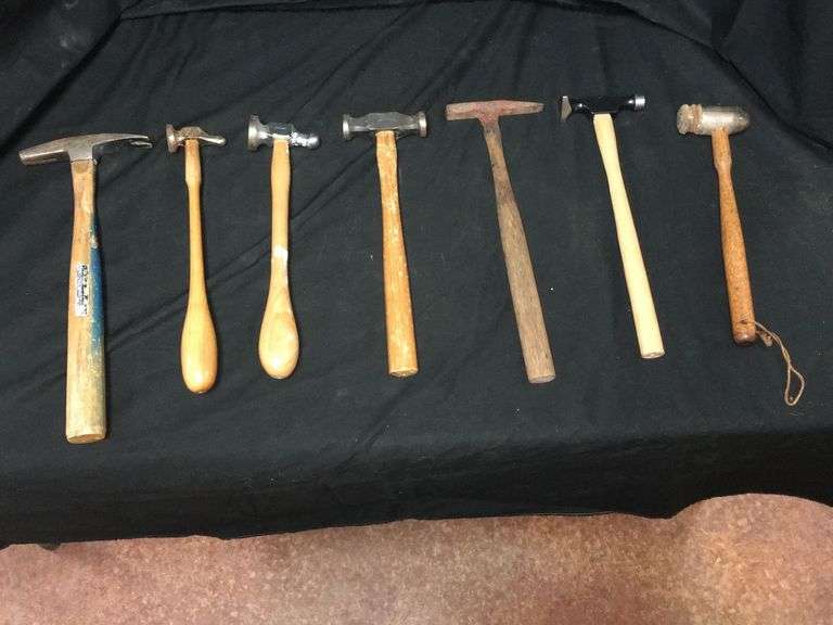 Seven Small Metalworking and Jewelers Hammers Wolfe Auction & Realty, LLC