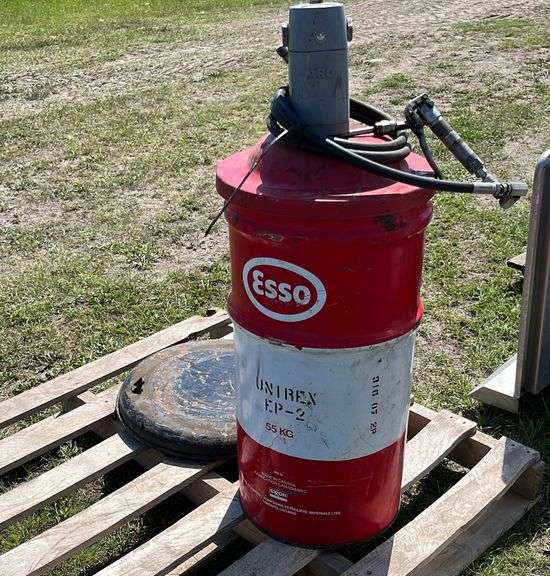 DRUM OF GREASE WITH PUMP Wild Rose Auction Services