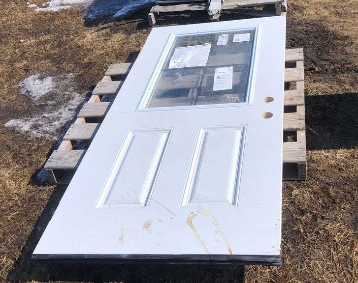 EXTERIOR METAL DOOR W/ WINDOW, APPROX 36" X 79" - Wild Rose Auction