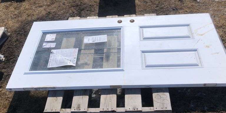 EXTERIOR METAL DOOR W/ WINDOW, APPROX 36" X 79" - Wild Rose Auction