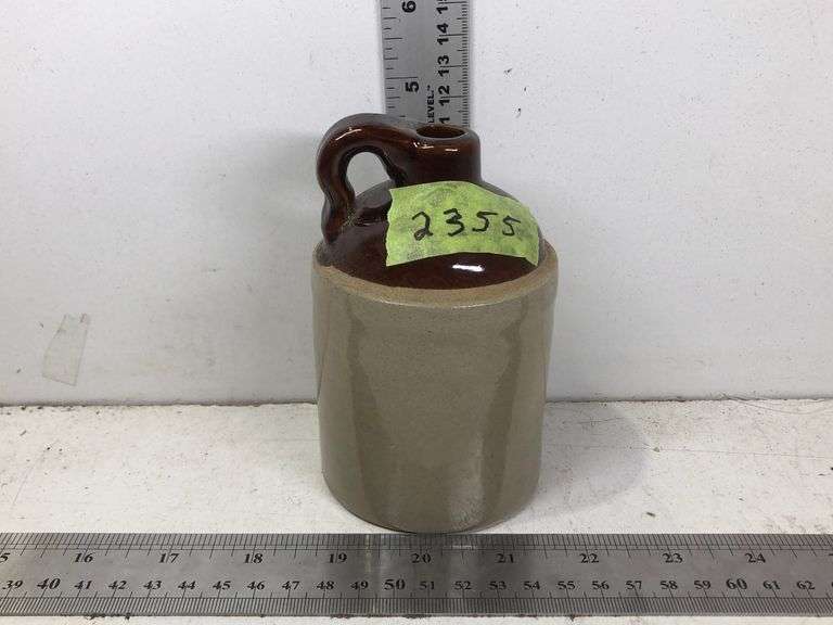 VINTAGE STONEWARE FINGER LOOP JUG, APPROX. 3