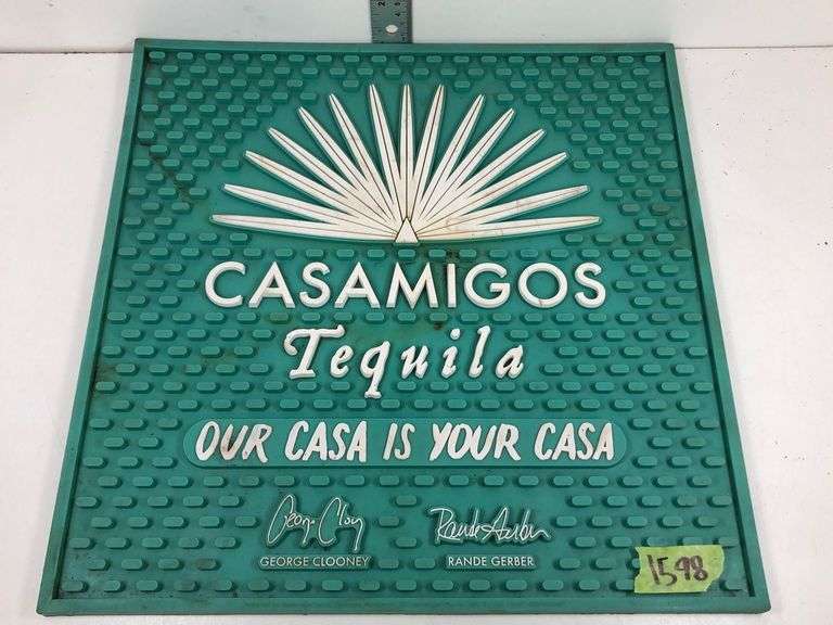 CASAMIGOS TEQUILA BAR MAT. Approx. 15" x. 15". Wild Rose Auction Services