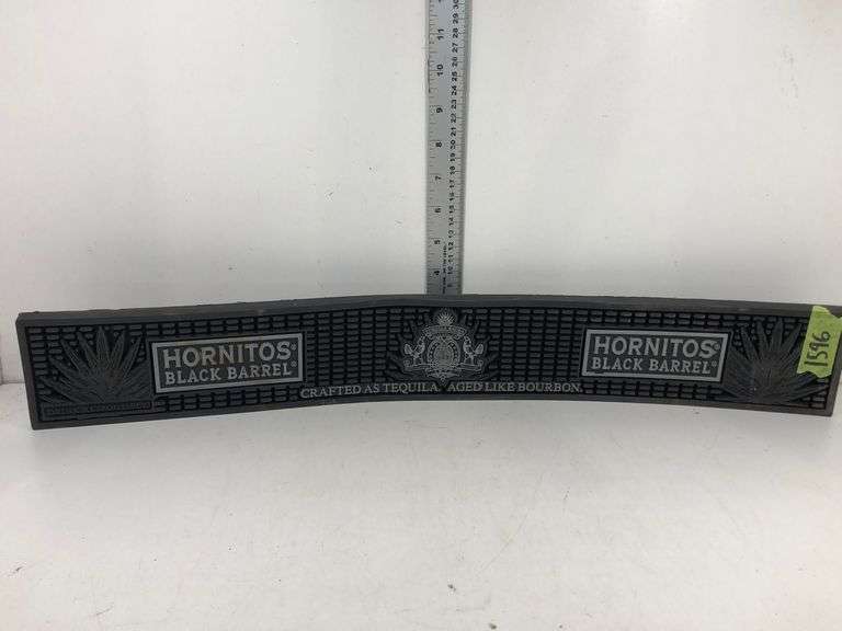 HORNITOS BLACK BARREL TEQUILA BAR MAT. Approx. 24" x 3.5". Wild Rose