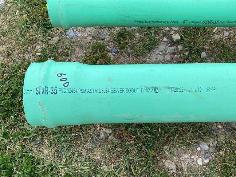 NORTHERN PIPE PRODUCTS 6" SDR35 PVC PIPE. Approx. 14' x 2 pieces