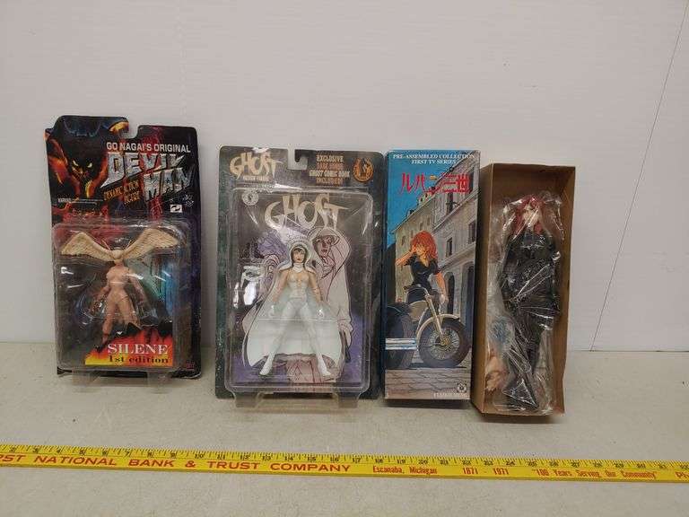 3 Japanese action figures in boxes W. Yoder Auction