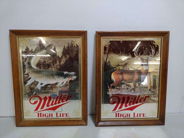 2 Miller beer mirrors. W. Yoder Auction