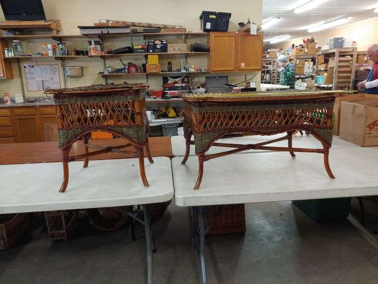 2 Wicker tables W. Yoder Auction