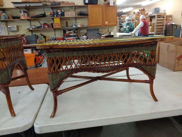 2 Wicker tables W. Yoder Auction