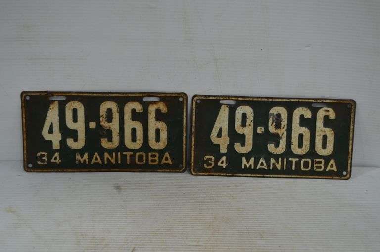 2 Manitoba License Plates Yorkton Auction Centre