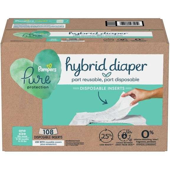 (2) PAMPERS HYBRID CLOTH DIAPER DISPOSABLE INSERTS (108 CT) Yorkton