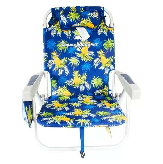 TOMMY BAHAMA PORTABLE FOLDING BACKPACK BEACH CHAIR SIDE POCKETS PINEAPPLE Yorkton Auction Centre