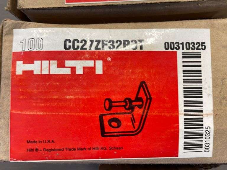 2 Boxes Hilti Ceiling Clips W/ Fastener Yorkton Auction Centre