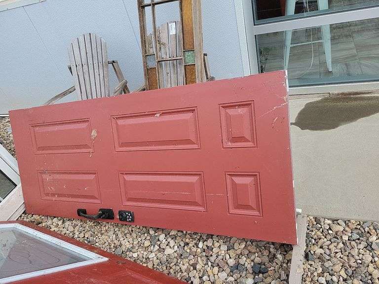 2 Exterior Doors (Red) and 1 Frame Yorkton Auction Centre