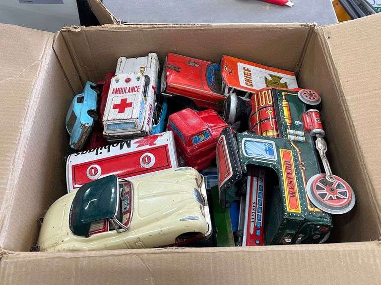 Box of Antique Tin Toys Yorkton Auction Centre