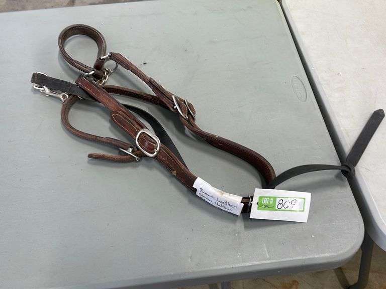 Brown Leather Draft Horse Show Halter and Lead Yorkton Auction Centre