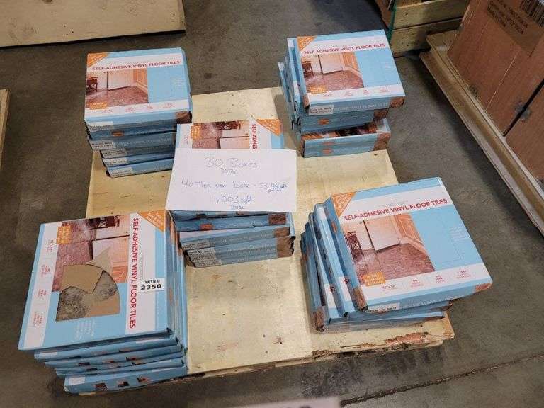 (30) SELFADHESIVE VINYL FLOOR TILES 40 PACK 33.44 SQ FT PER BOX