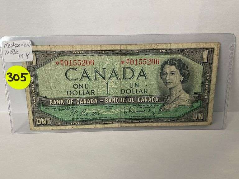 1954 One Dollar Bill Replacement Note - Yorkton Auction Centre